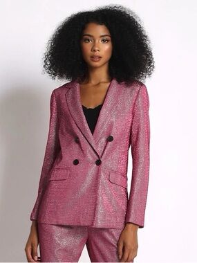 NWT shimmering blazer jacket magenta silver barbiecore glitter shiny suit dress